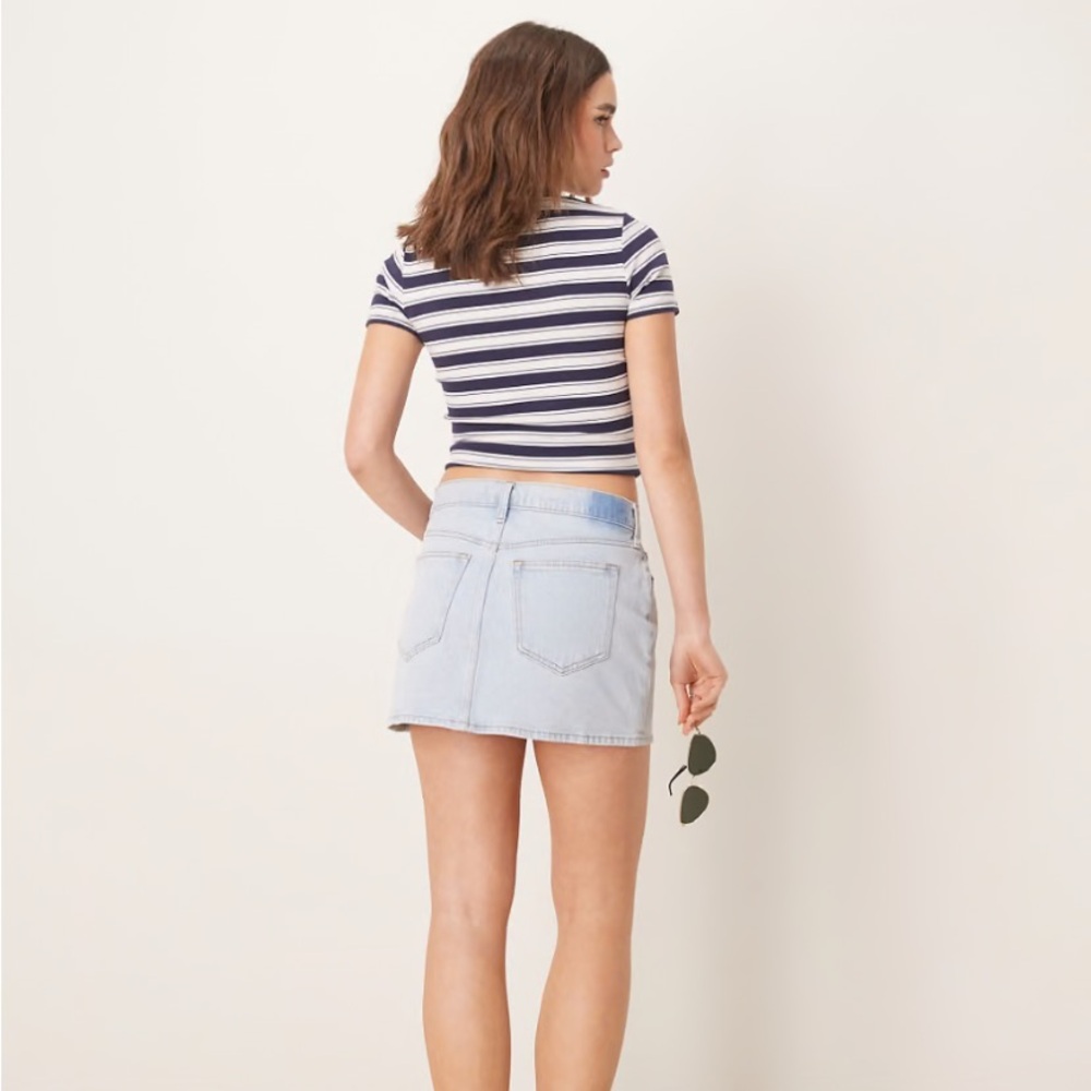 NWT Abercrombie & Finch light denim mini skirt sz 27 - Picture 3 of 6